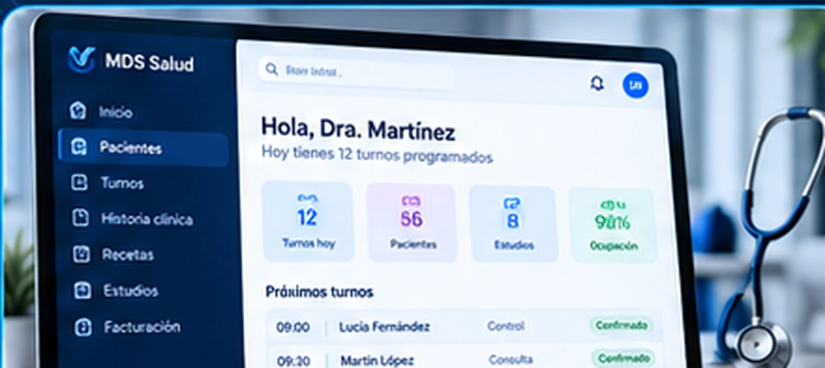 Vista representativa de MEDICORE para gestión clínica