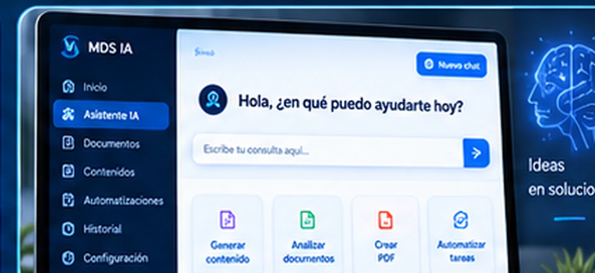 Vista representativa de una aplicación web con inteligencia artificial