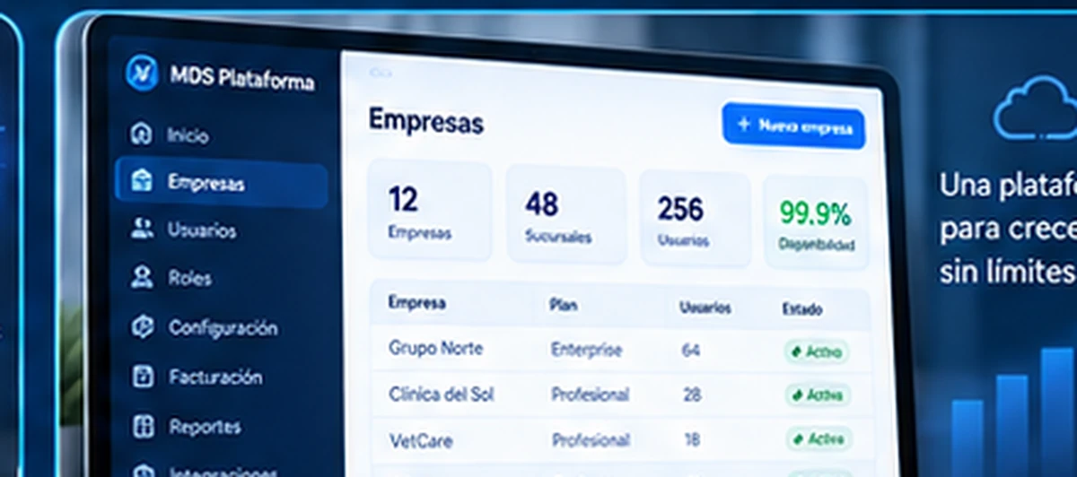 Vista representativa de una plataforma SaaS multiempresa